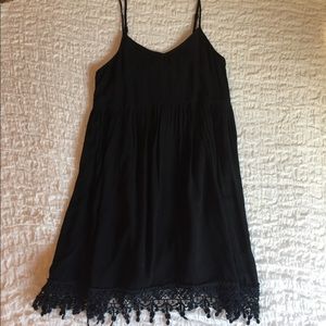 Black Dress with Lace Trim